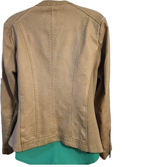 Sebby Lightweight Taupe Faux Leather Moto Jacket sz M - Picture 4 of 7